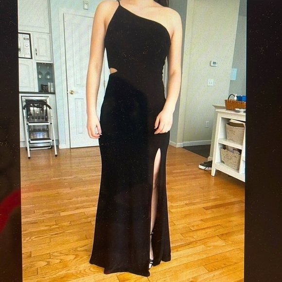 EUC NORDSTROM JUMP APPAREL MIDRIFF CUT OUT  MAXI DRESS BLACK SIZE 9/10 - Picture 2 of 16